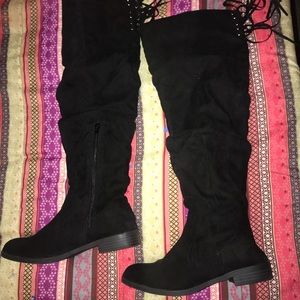 Over the knee black boots
